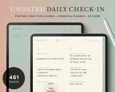 the daily planner is displayed on two ipads, one with a pen and another with a