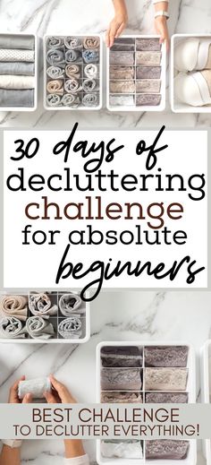 the 30 days of decluttering challenge for absolute beginners with text overlay