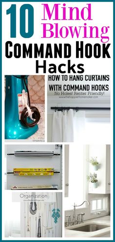 the cover of an article about how to hang curtains with command hooks and other items