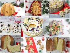 a collage of pictures showing different types of cakes, cookies and other desserts