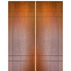 Pair of 96 Tall Mahogany Contemporary Flush Entry Doors with 2 Sets of Horizontal Grooves Red Entry Door, Farmhouse Craftsman, Rustic Mediterranean, Raised Panel, Iron Doors, Types Of Doors, Door Styles, Shaker Style, Exterior Doors