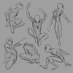 various poses for the character spider man in this drawing lesson, i'm not sure how to draw them