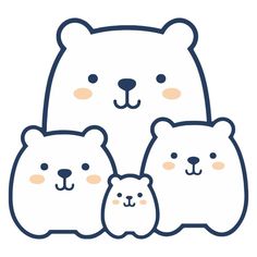 three bears with their babies in the middle