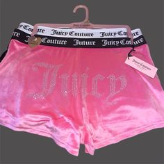 Brand New With Tag Juicy Couture Two Velour Shorts. Pink Velour Shorts Has Studded Juicy In Print On The Back And Black Velour Shorts Has Juicy Couture Imprinted With Both Juicy Couture Logo On Waist Band. Juicy Shorts, Juicy Couture Clothes, Apartment Decorating For Couples, Juicy Couture Logo, Couture Clothes, Velour Shorts, 90s Teen, Dream Closets, Dr Wardrobe