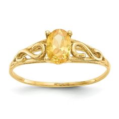 14k Madi K Synthetic Citrine Ring. Material: Primary - Purity:14K|Band Width:1 mm|Material: Primary:Gold|Product Type:Jewelry|Jewelry Type:Rings|Sold By Unit:Each|Material: Primary - Color:Yellow|Ring Type:Fashion Size: 7.  Gender: unisex.  Age Group: adult. Citrine Birthstone Ring, Citrine Birthstone, Yellow Pearl Earrings, Brown Pearl Earrings, Yellow Pearl, Seahorse Pendant, Yellow Rings, Heart Pendant Diamond, Citrine Stone