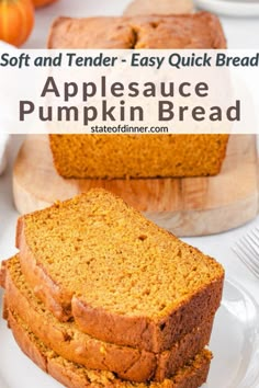 two slices of pumpkin bread sitting on top of a white plate next to each other