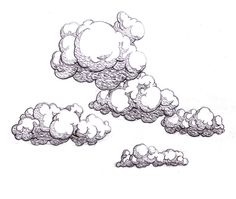 a drawing of clouds in the sky