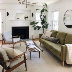 a living room filled with furniture and a fire place