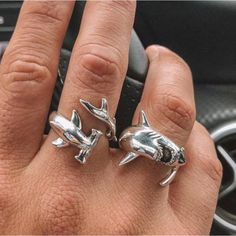 Shark Ring, Shark Jewelry, Silver Shark, Rock Rings, Spring Jewelry, Vintage Punk, Great White Shark, Estilo Punk, Estilo Hip Hop