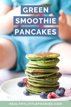 green smoothie pancakes stacked on top of each other