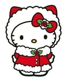 the hello kitty is dressed in red and white