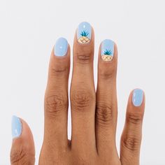 According to Instagram, blue and yellow contrast with each other beautifully. Pair a fruity accent with a pastel blue to make every color shine. Pineapple Nails, Yellow Nail, Manicure Inspiration, Gel Set, Nail Art Designs Summer, Beach Nails, Yellow Nails, Nail Art Summer, Fancy Nails