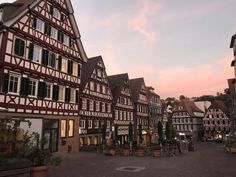 an old european town with half - timbered buildings