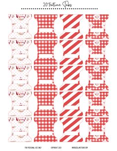 red and white gingham checkered paper with the words 20 patterns to make