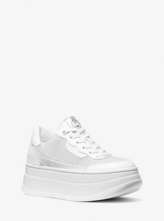 Bring a dose of drama to your off-duty style with the Hayes trainer. Punctuated with high-shine crystals and metallic accents, this leather sneaker is set on a platform wedge for plenty of lift. They pair just as easily with breezy dresses as they do with your favorite denim. Breezy Dress, Leather Trainers, Platform Wedge, Metallic Accents, Platform Wedges, Sneakers White, Leather Sneakers, Womens Shoes Sneakers, Leather Trims