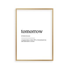 Tomorrow Definition Print - Blim & Blum Brushed Copper, Copper Frame, Photography Prints, Typography Prints, Definition Prints, Fantastic Gifts, Photography Print, Graphic Art Print, Bedroom Interior