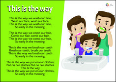 a family brushing their teeth in front of a green sign that says, this is the way