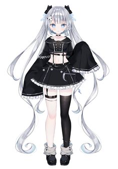 Magical Girl Outfit, Vtuber Model, Character Design Girl, Cyberpunk Art, Character Modeling, Kawaii Art, Anime Outfits, White Hair, Character Drawing