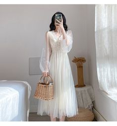 Robe Anison Moda Ulzzang, White Mesh Dress, Long Summer Dresses, Look Vintage, Looks Vintage, Mesh Dress, Fancy Dresses, Look Fashion, Classy Outfits