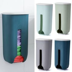 the toothbrush holder is designed to look like it's in different colors and shapes