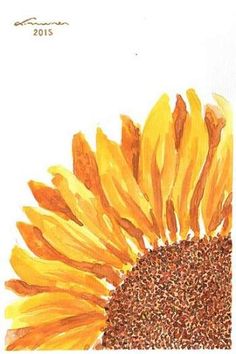 a drawing of a yellow sunflower with brown seeds