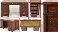 canonbury antiques, desks, pedestal desks, victorian desk, art deco desk, antique desk, mahogany desk Desk Stands, Fret Work, Brass Swan, Functional Desk, Originals Cast