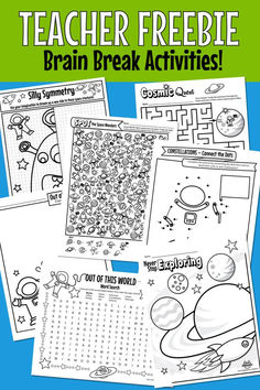 free printable worksheets for kids to practice their brain breaks and other activities