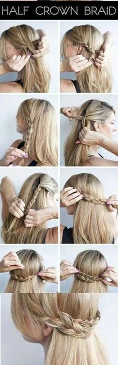 Half Crown Braid Half Crown Braids, 5 Minute Hairstyles, Hair Romance, No Heat Hairstyles, Hairstyle Tutorials, Fishtail Braid, Braided Hairstyles Tutorials, Short Hairstyle