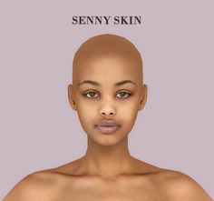 a woman's face with the words jenny skin on it and an image of a man's head