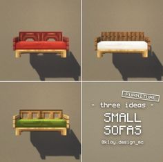 four different types of couches with the text furniture three ideas small sofas on each side