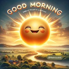 a poster with the words good morning and an image of a smiley face on it