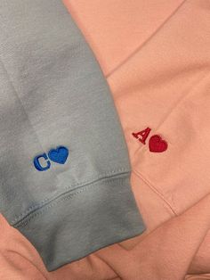 Embroider Initials, Heart On Sleeve, Matching Hoodies, Embroidered Initials, Bf Gifts, Creative Birthday Gifts, Creative Gifts For Boyfriend, Cute Couple Gifts