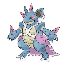 a drawing of a blue and pink pokemon