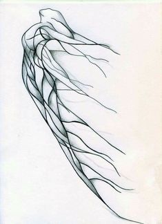 a black and white drawing of a jellyfish