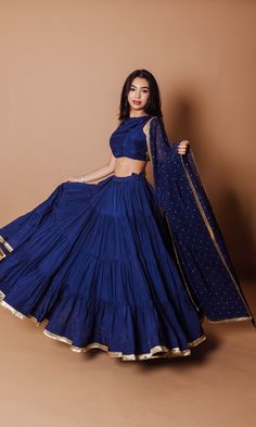 Royal Blue Lehenga, Blue Lehenga Choli, Simple Lehenga, Navratri Dress, Indian Outfits Lehenga, Lehnga Dress