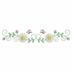 an embroidered border with flowers and butterflies