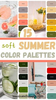 a collage of different color palettes for summer