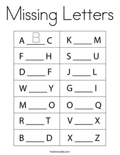 the missing letters worksheet for kids to practice their handwriting and writing skills with