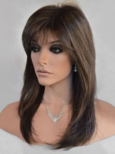 Long Side Bang Straight Colormix Synthetic Wig - Blond Rose, Long Side Bangs, Straight Hairstyles Medium, Wig Black, Long Face Hairstyles, Long Hair Wigs, Natural Wigs, Raquel Welch