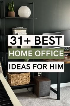 modern masculine office Cool Home Office Ideas For Men, Mens Desk Decor, Mens Desk, Office Decoration Ideas, Desk Decor Ideas, Masculine Office, Modern Office Interior, Male Office Decor, Cool Home Office