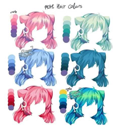 the different colored hair styles are shown