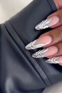 Ripple Nails, Textured Nails, 3d Chrome, 3d Nail Designs, Nails Chrome, Chrome Nails Designs, Airbrush Nails, Chrome Nail, Claw Nails