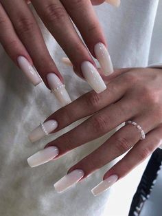 Milky Nails, Square Acrylic Nails, Pretty Acrylic Nails, Nails Done, Best Acrylic Nails, Long Acrylic Nails, Square Nails, Cute Acrylic Nails