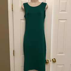 New With Tags. Pair With A Jean Jacket Or Dress It Up Casual Fitted Dark Green Dress, Fitted Dark Green Casual Dress, Dark Green Fitted Casual Dress, Green Stretch Midi Dress, Green Midi Sleeveless Dress, Green Stretch Midi Dress Casual Style, Casual Green Midi-length Sleeveless Dress, Green Stretch Sheath Midi Dress, Green Sheath Midi Dress With Stretch