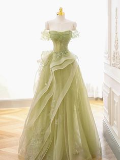 Sage Green Prom Dress, Dress With Corset, Floor Length Prom Dresses, Prom Dress Inspiration, Formal Party Dress, فستان سهرة