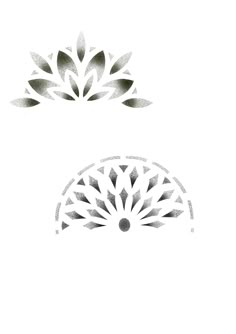 two black and white designs on a white background, one with a flower in the middle