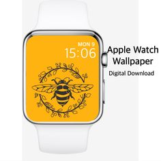 an apple watch with a bee on it's screen and the text, apple watch wallpaper