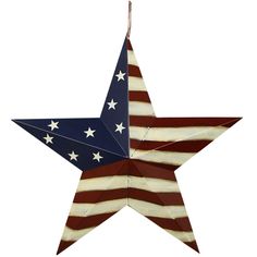 an american flag star hanging from a string