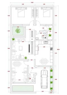 the floor plan for a house with two rooms and one car parked on the other side