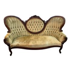 an old fashioned couch is shown against a white background